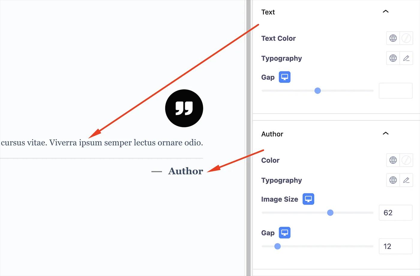 Blockquote text and author style customization