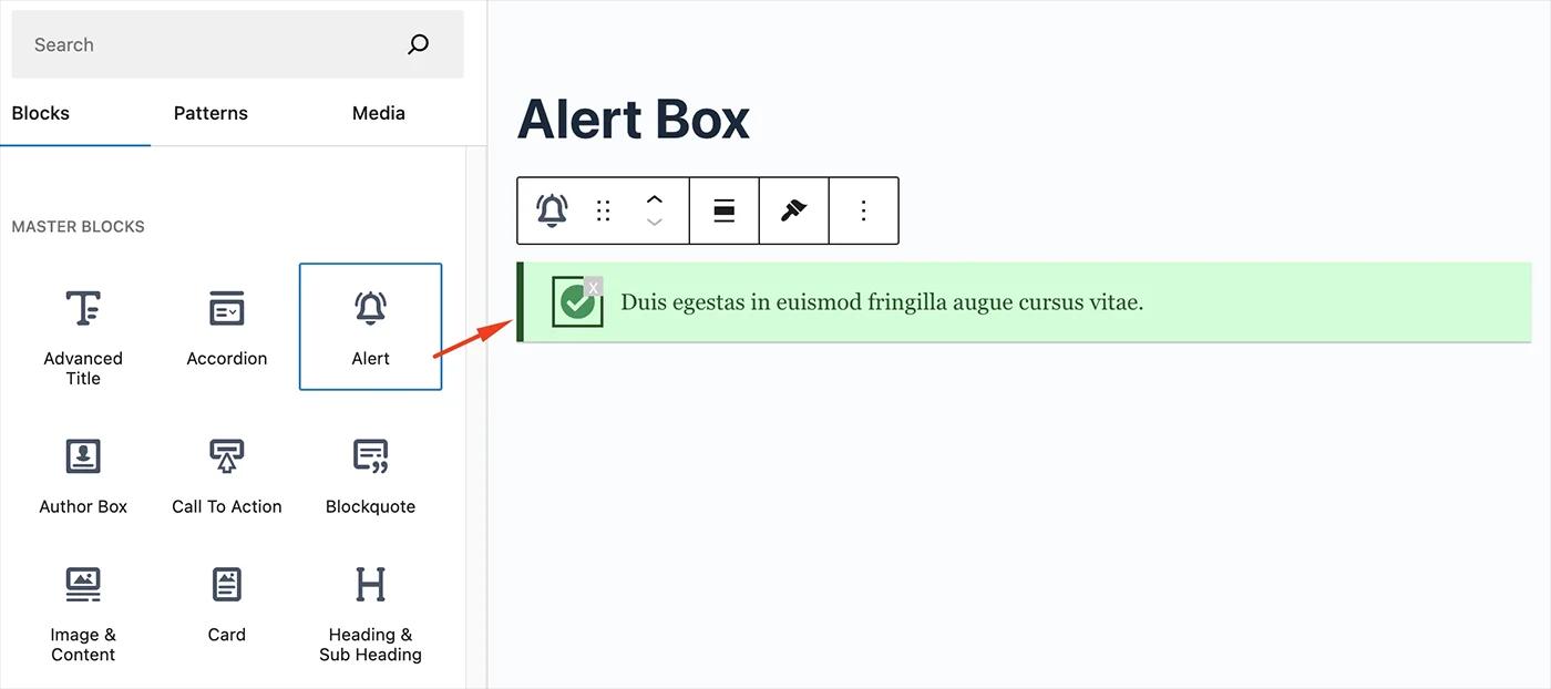 Adding alert block in Gutenberg Editor