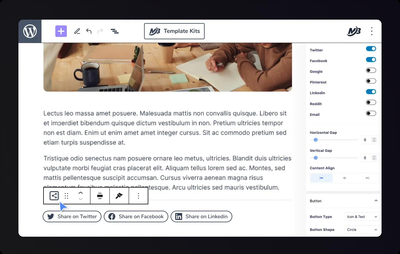 Social media blocks for Gutenberg