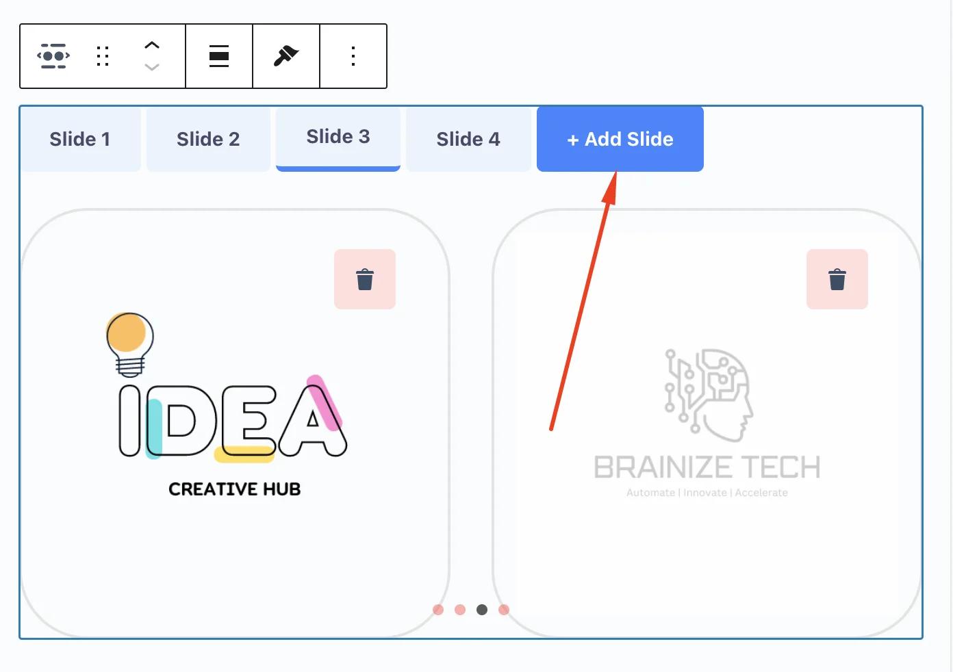 Add Slide option in logo slider