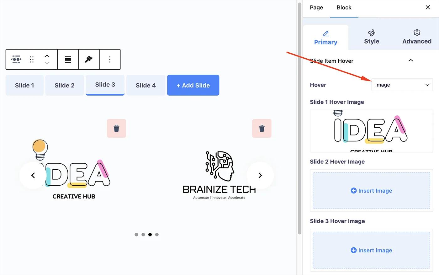 Slide Item hover in logo slider