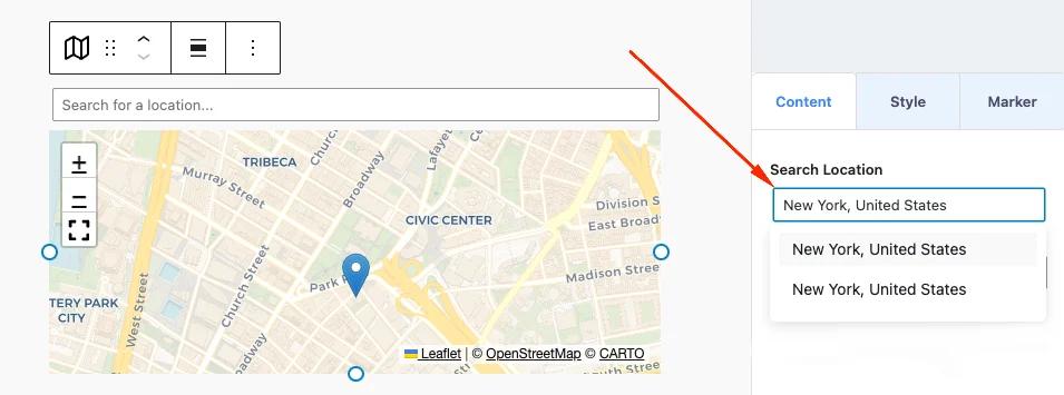 Search your Location for Maps Marker