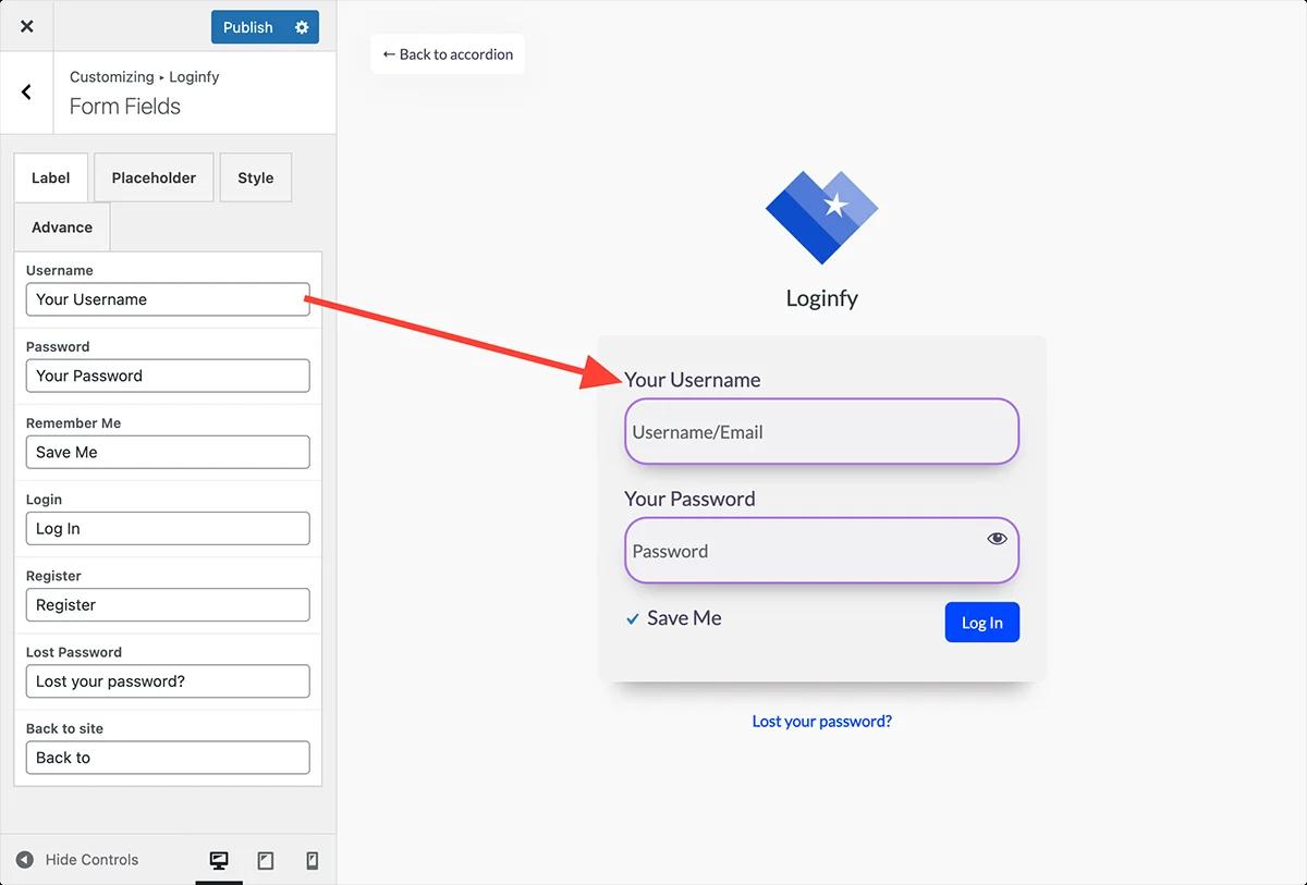 WordPress login page Form Fields customization