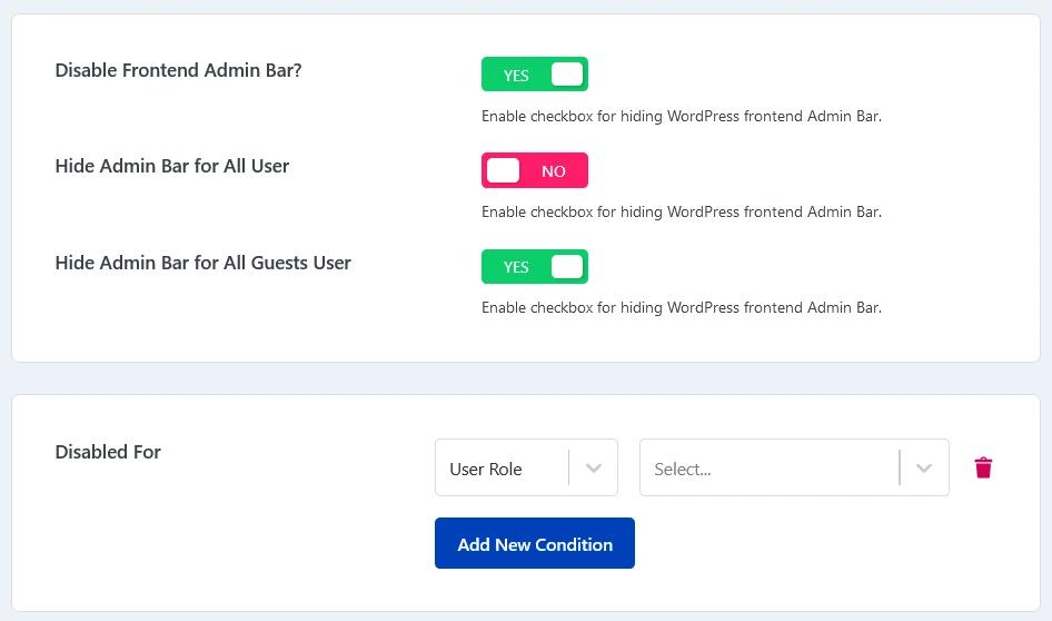 IMG 5 Visibility options for front end admin bar
