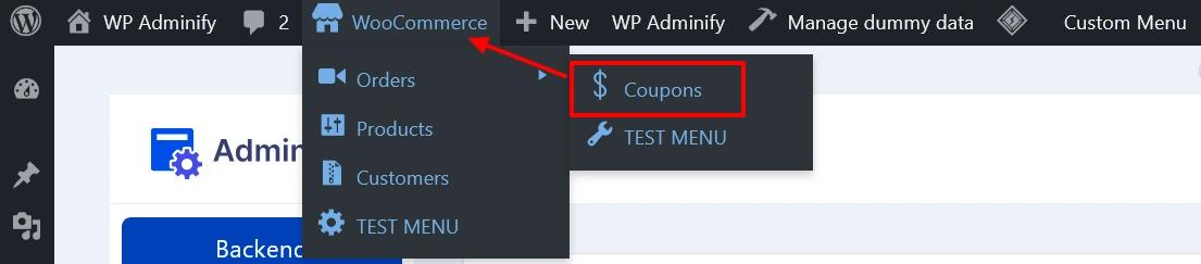 IMG 7 Admin bar with multiple menu items and links